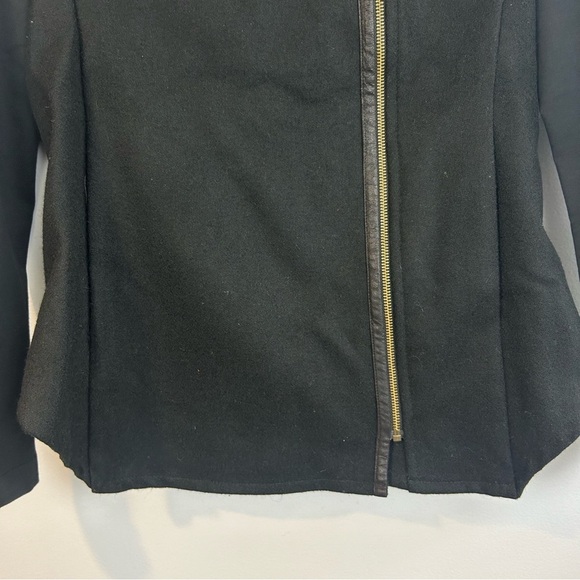 Coragroppo Black Wool & Leather Cowl Neck Multi Zipper Jacket Size Small - Picture 11 of 12